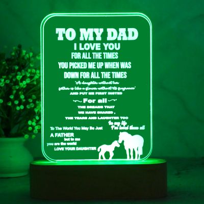 To My Dad Personalized Night Lamp with 7 Color Changing Light | Best Gift for Dad